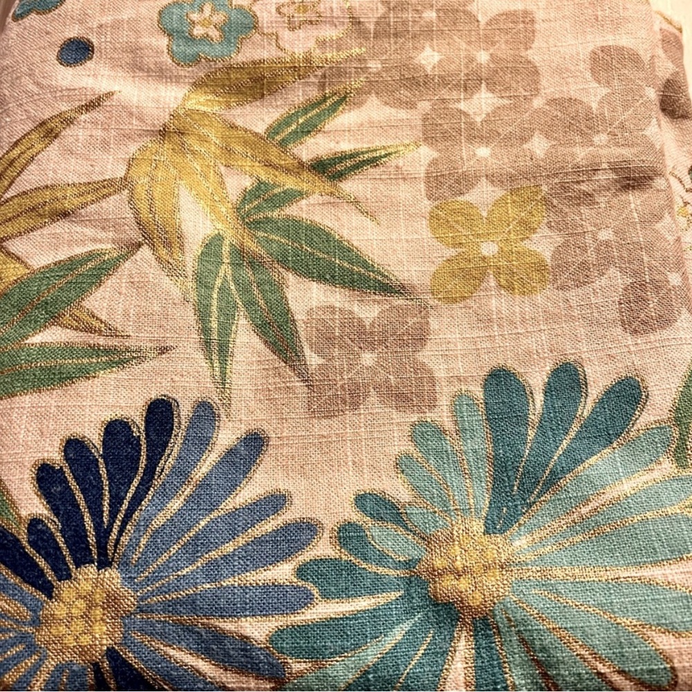 Vintage Richloom Beijing Printed Retro Drapes Curtains in Lapis 2 panels 48 × 84